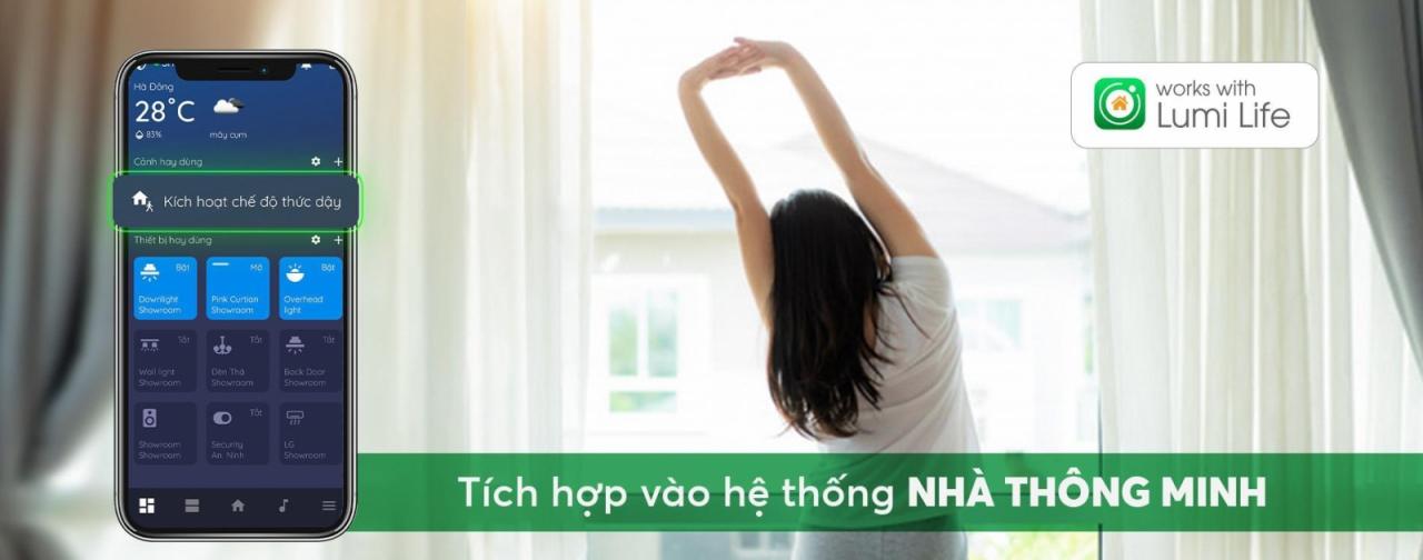 Động cơ rèm tích hợp vào nhà thông minh smart home