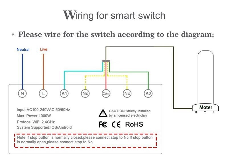 Cách đấu công tắc cửa cuốn thông minh Tuya Zigbee