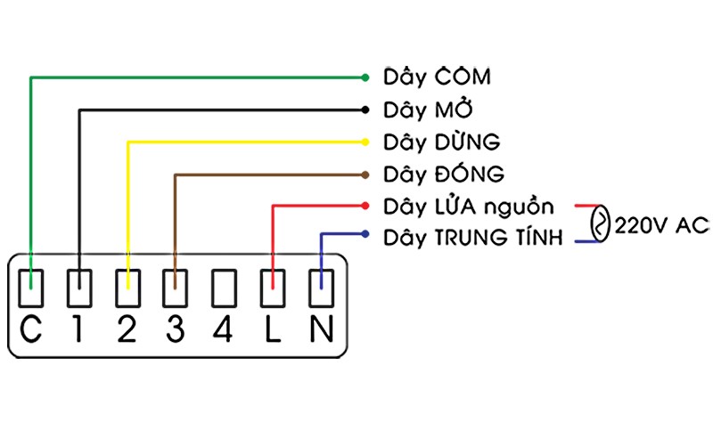 Cách đấu nối công tắc cửa cuốn thông minh