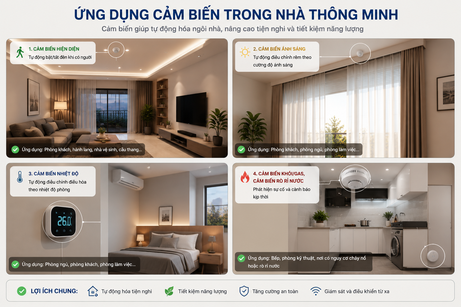 1 số ứng dụng của các loại cảm biến trong nhà thông minh
