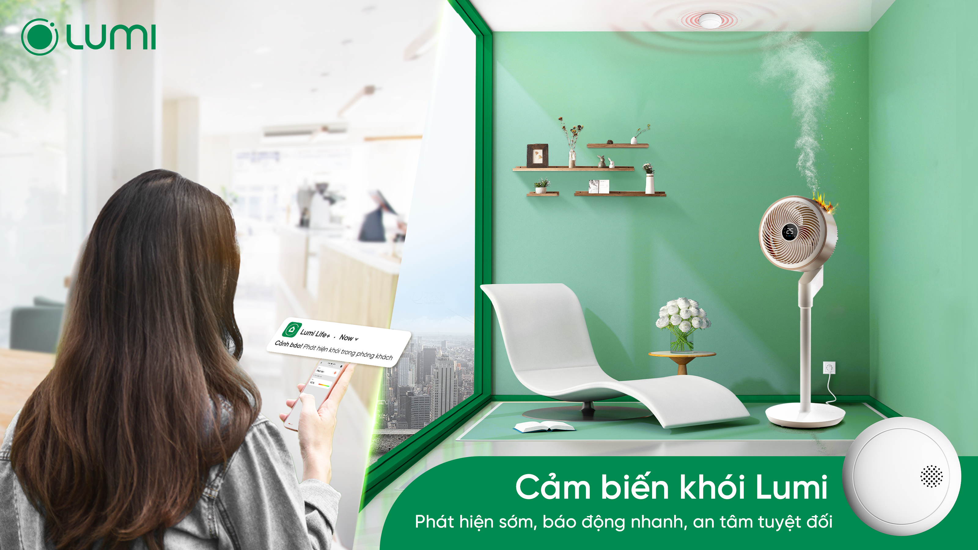 Cảm biến khói thông minh Lumi: Phát hiện sớm – Báo động nhanh – An tâm tuyệt đối
