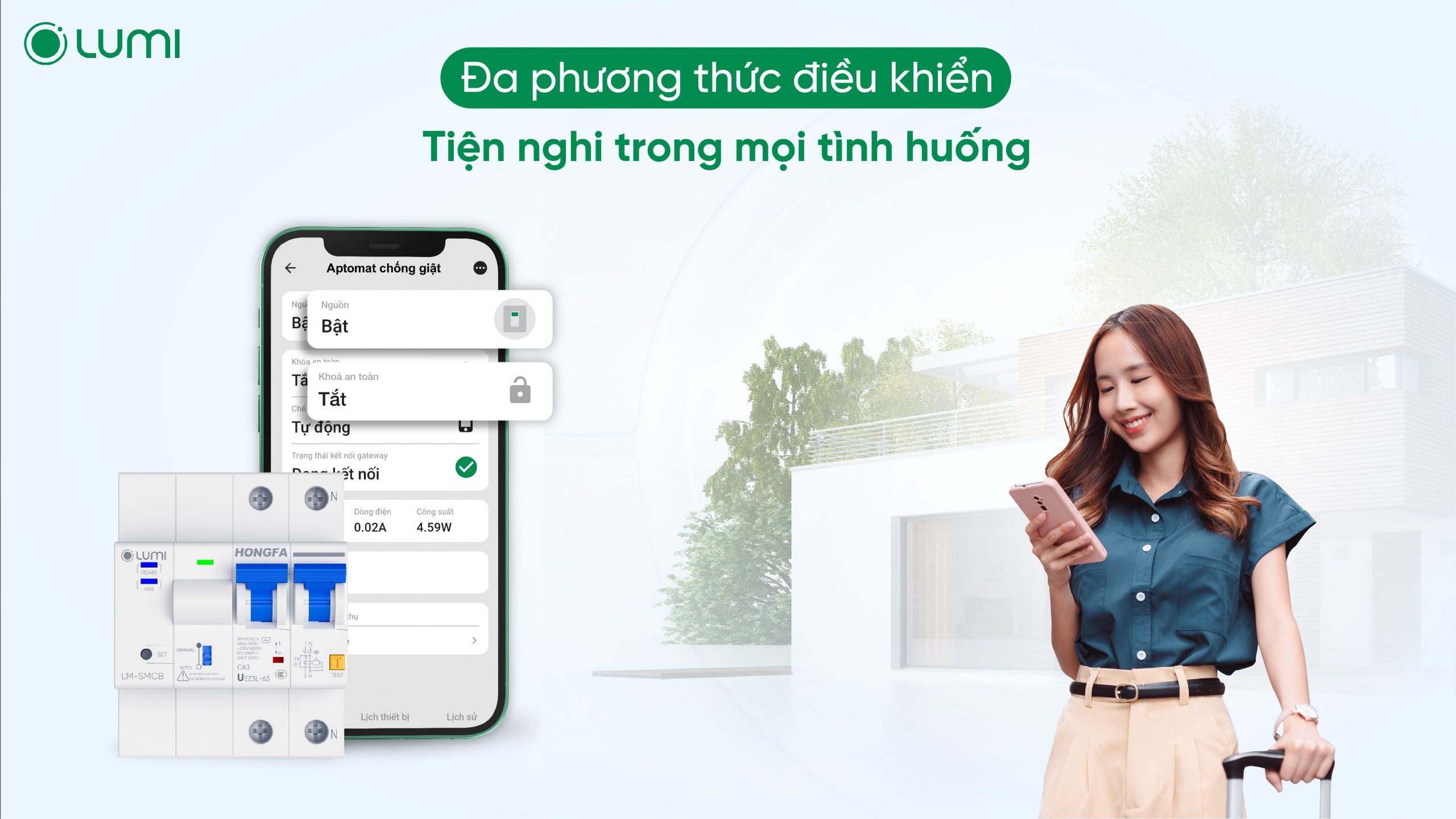 Aptomat chống giật sở hữu đa phương thức điều khiển