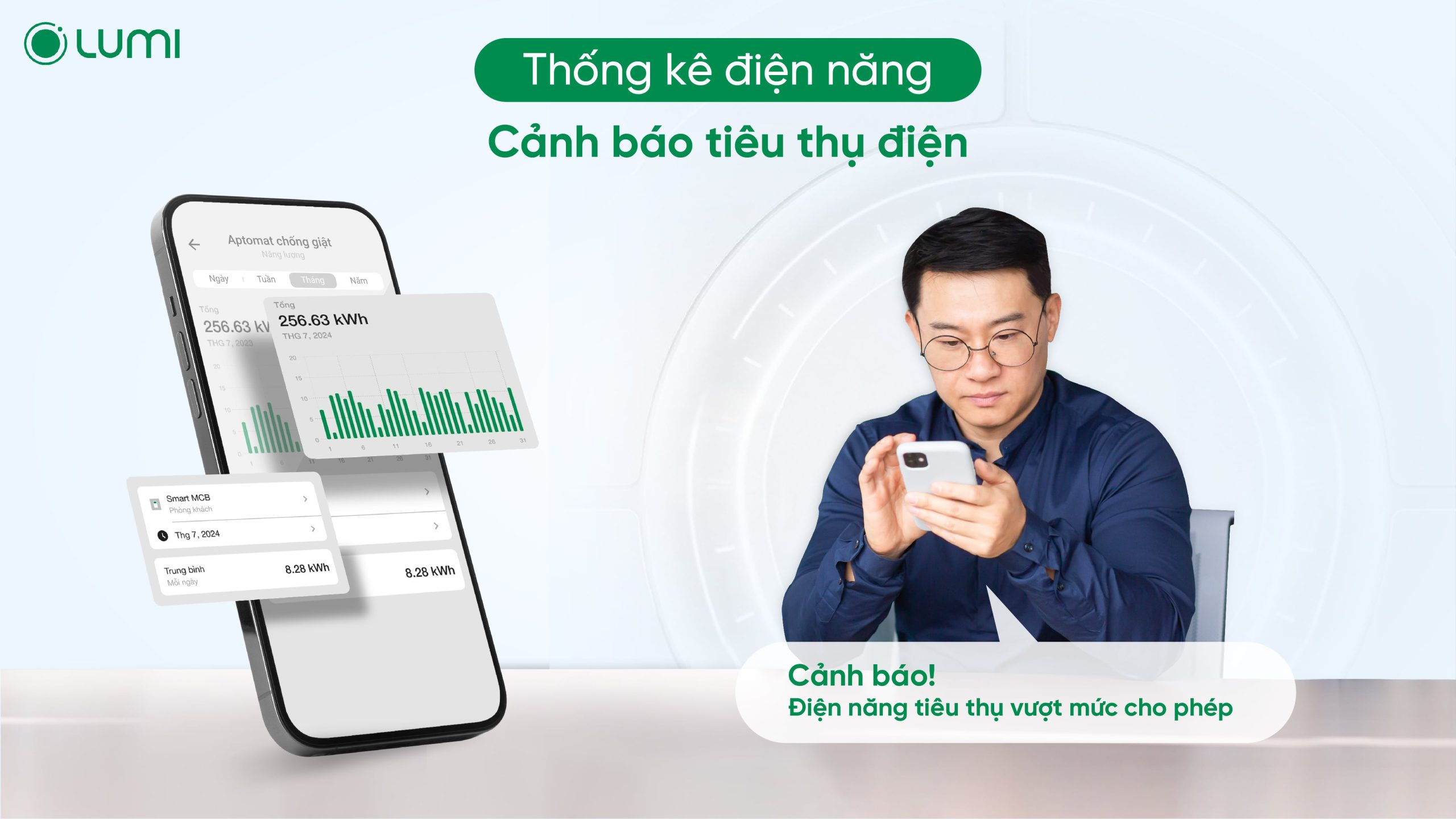 Aptomat Lumi với khả năng cảnh báo tiêu thụ điện