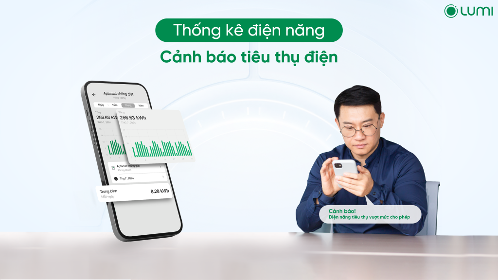 Aptomat chống giật thống kê điện năng chính xác và cảnh báo tiêu thụ điện thông minh