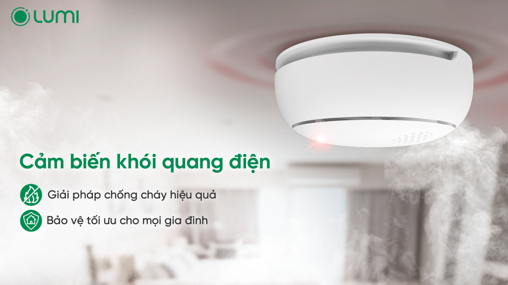 Cảm biến khói thông minh Lumi - Phát hiện khói nhanh nhạy, chính xác ngay từ giai đoạn đầu của đám cháy