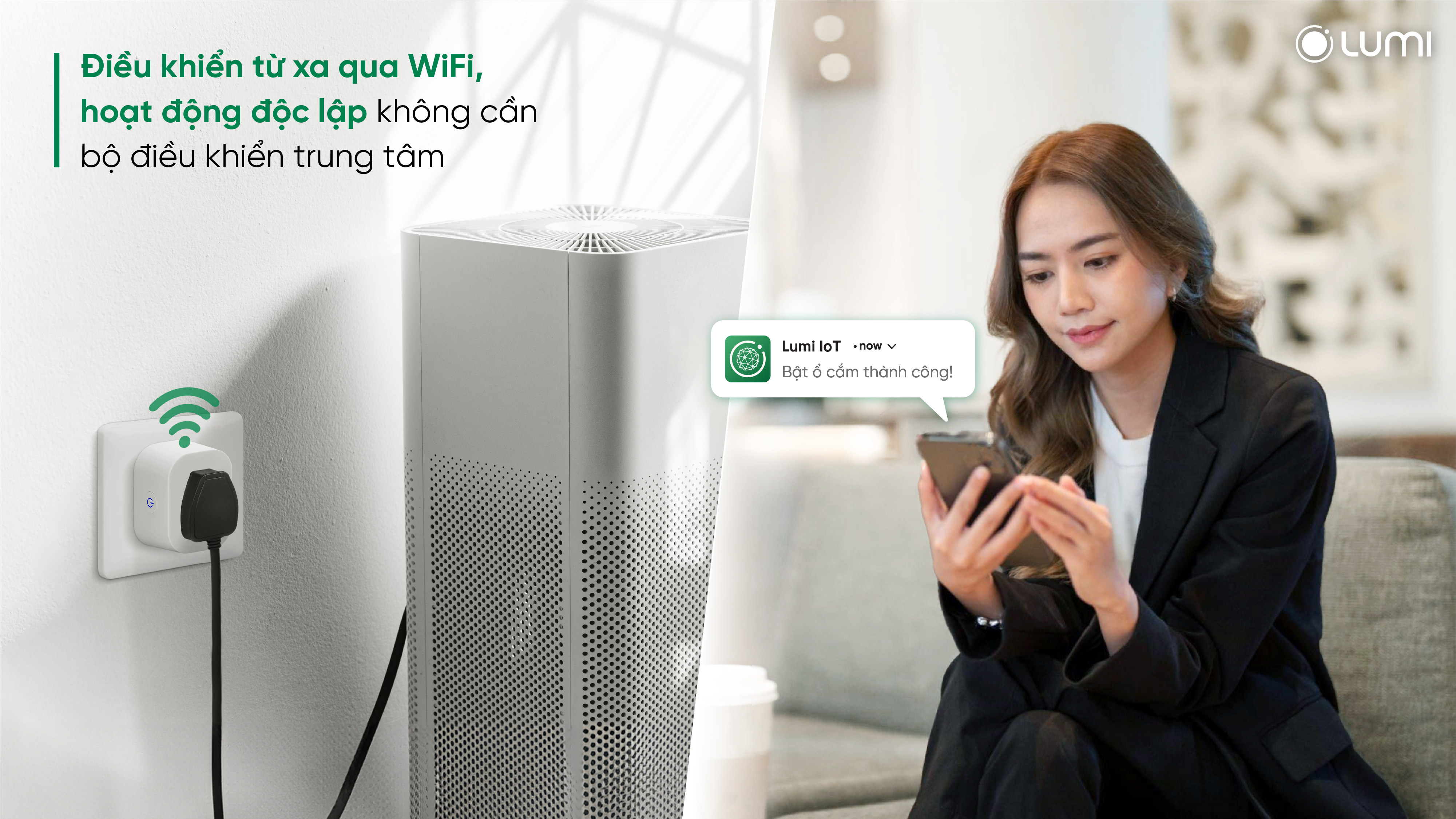 Ổ cắm thông minh Lumi giúp điều khiển thiết bị từ xa qua Wifi