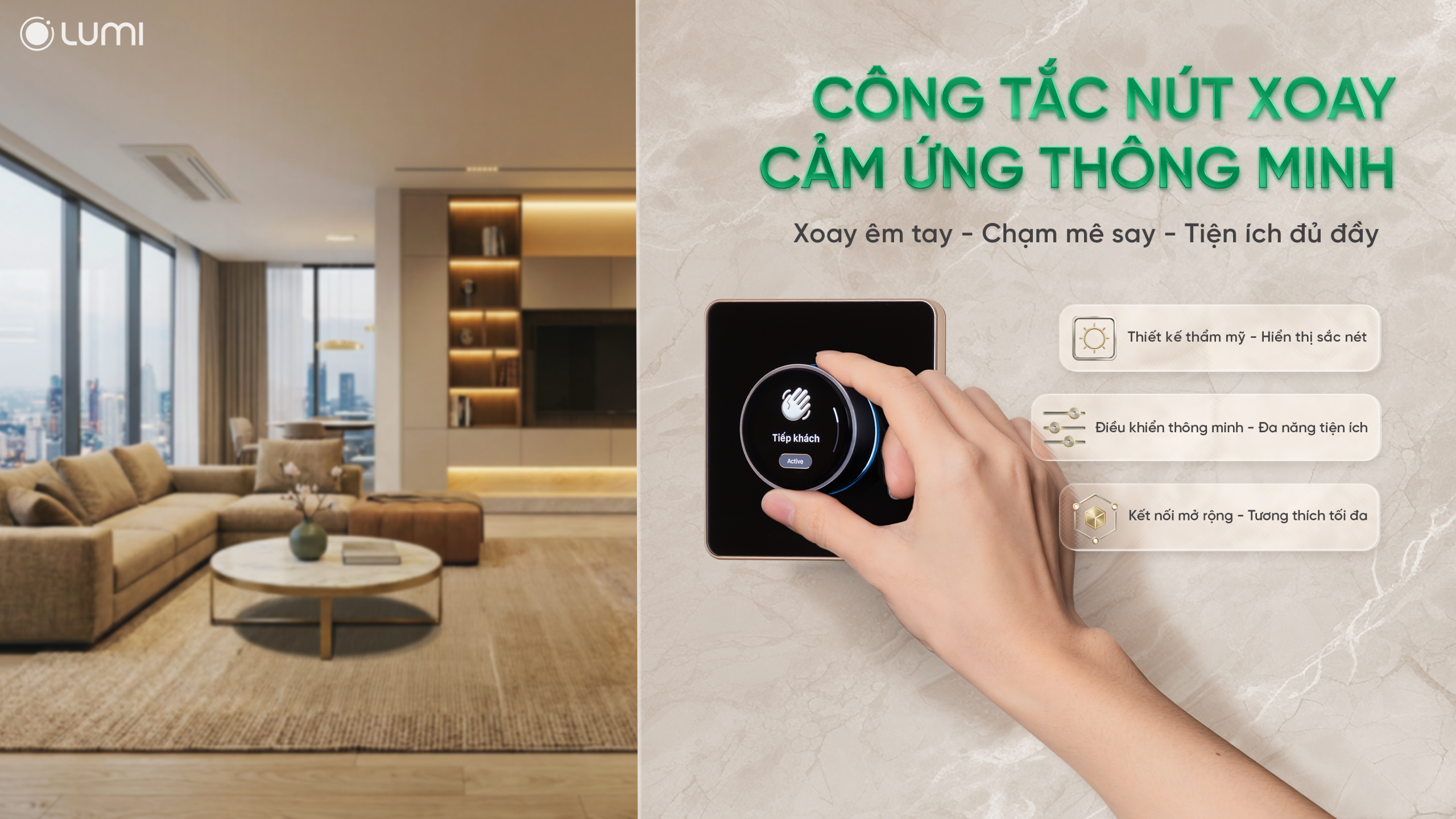 Công tắc nút xoay cảm ứng thông minh Lumi