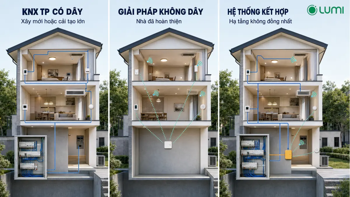 Mỗi phương án điều khiển phù hợp với một điều kiện hạ tầng và phạm vi sử dụng khác nhau
