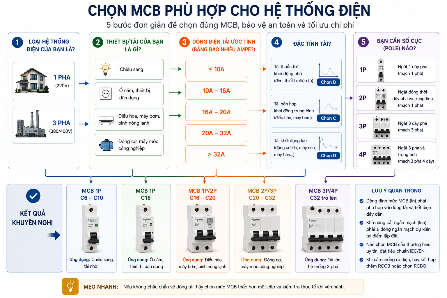 Hướng dẫn lựa chọn MCB phù hợp cho hệ thống điện