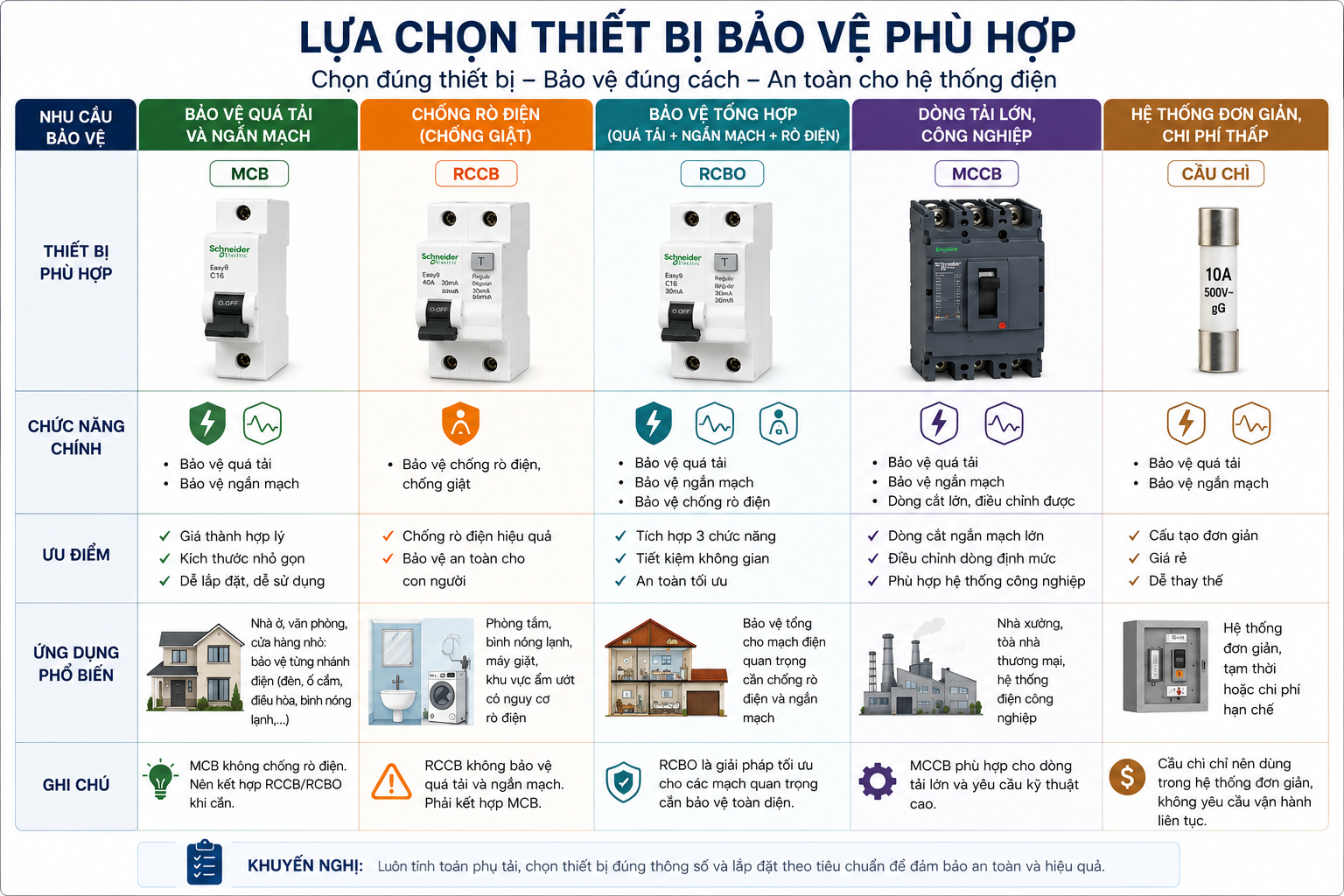 Hướng dẫn lựa chọn thiết bị bảo vệ phù hợp
