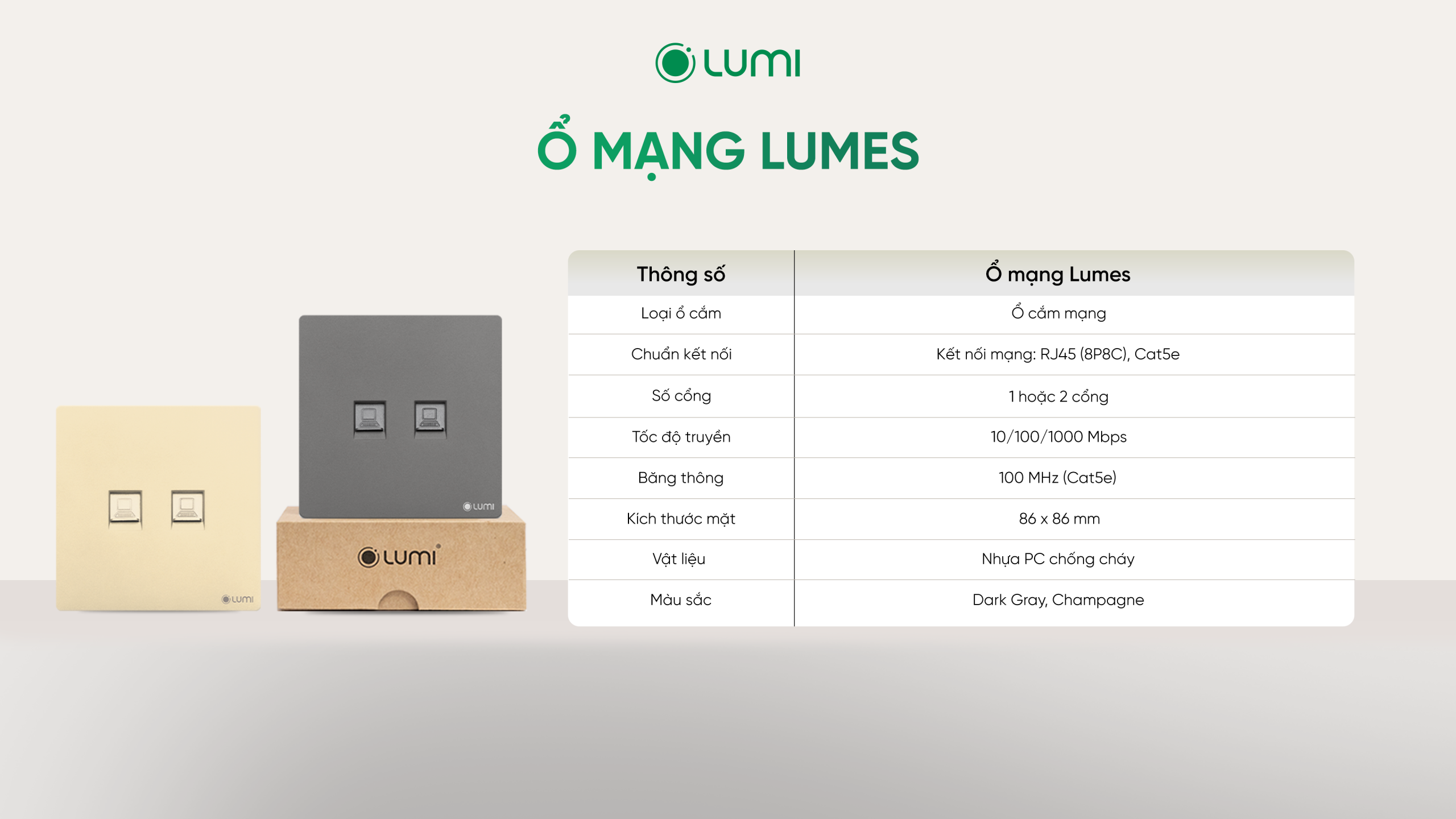 Thông số kỹ thuật ổ mạng Lumes