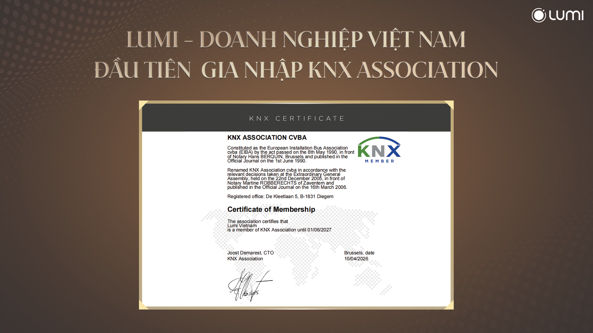 Lumi - Danh nghiệp đầu tiên tại Việt Nam gia nhập KNX