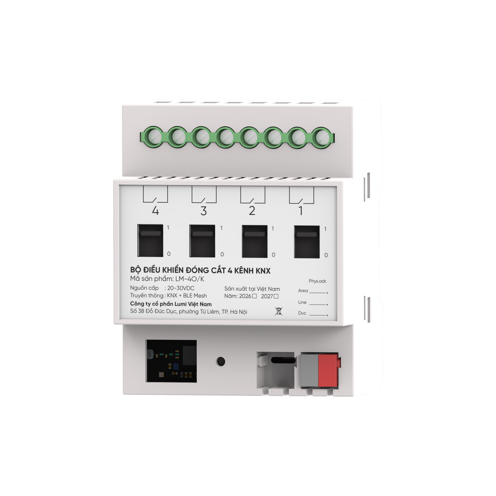 Bộ điều khiển đóng cắt 4 kênh KNX